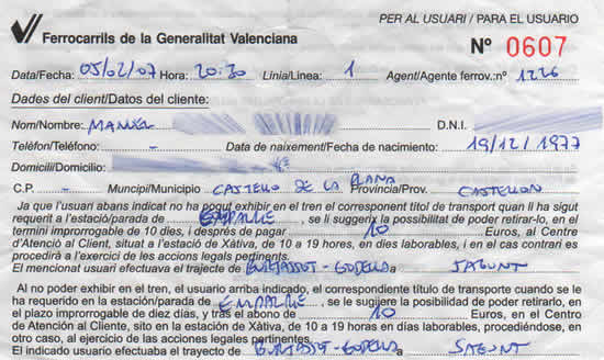 Multa que me clavó mi archienemigo el revisor gafitas el otro día Multa que me clavó mi archienemigo el revisor gafitas el otro día
